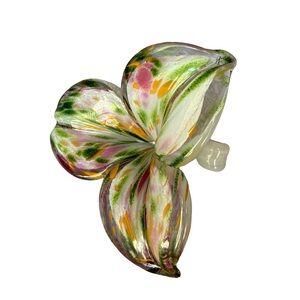 Vintage Murano Glass Flower Accent - Pink, Green & Yellow